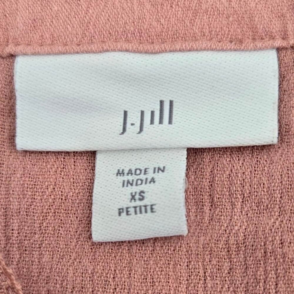 J. Jill Rose Pink Peasant Blouse Embroidered 3/4 Sleeves Pleated Back XS Petite - Picture 7 of 9